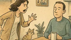 Banc: Femeia se plimbă nervoasă prin casă